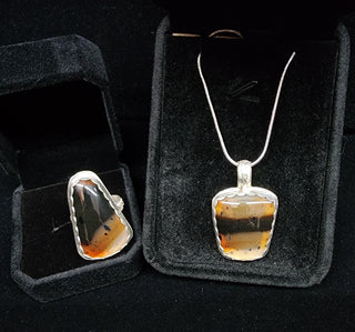 Montana Agate Necklace and Ring Set