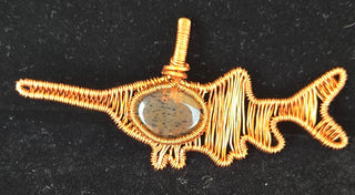 Wire Wrap Paddlefish Pendant with a Montana Agate