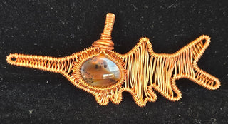 Wire Wrapped Paddlefish Pendant with a Montana Agate