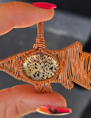 Wire Wrap Paddlefish Pendant with a Montana Agate